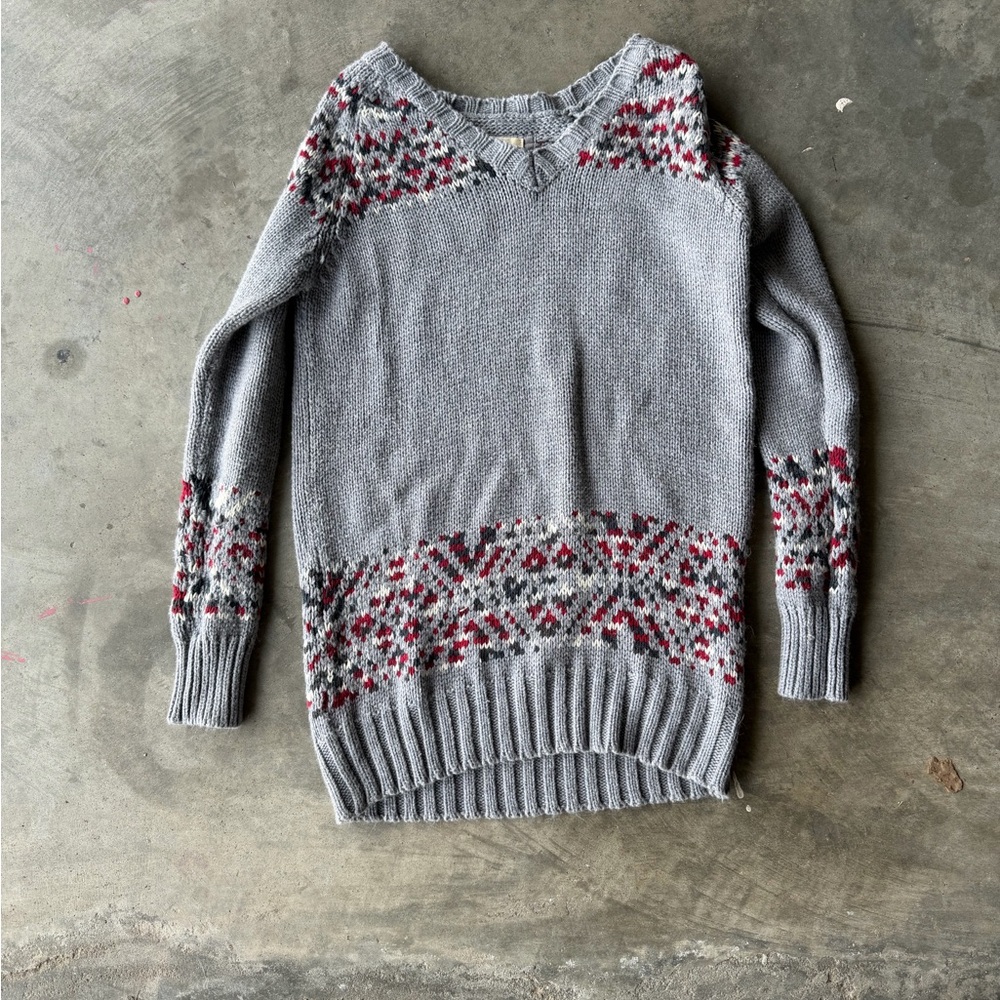 Gray Patterned Women's Sweater dress